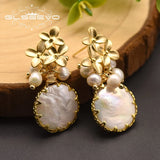 Freshwater Pearl Flower Drop Earrings Wedding Party Jewelry