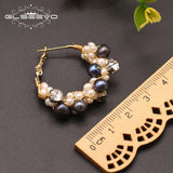 Fresh Water Pearl Hoop Earrings Crystal Jewelry