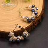 Fresh Water Pearl Hoop Earrings Crystal Jewelry