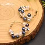Fresh Water Pearl Hoop Earrings Crystal Jewelry