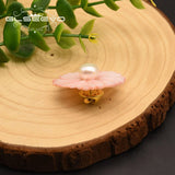 Natural Fresh Water Pearl Pink Flower Brooch for Women