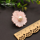 Natural Fresh Water Pearl Pink Flower Brooch for Women