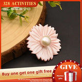 Natural Fresh Water Pearl Pink Flower Brooch for Women