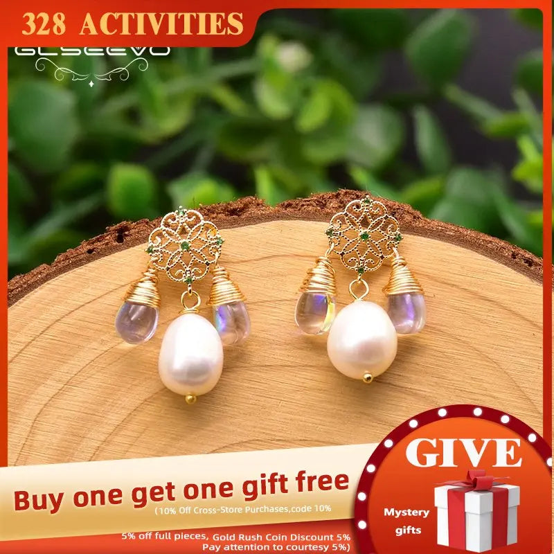 Baroque Pearl 925 Silver Earrings Wedding Gift Jewelry GE0928A