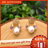 Baroque Pearl 925 Silver Earrings Wedding Gift Jewelry GE0928A