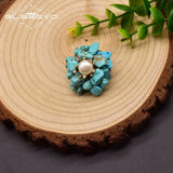 Freshwater Pearl Brooch Wedding Turquoise Flowers Jewelry