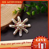 Baroque Pearl Brooch Red Zircon Wedding Gift