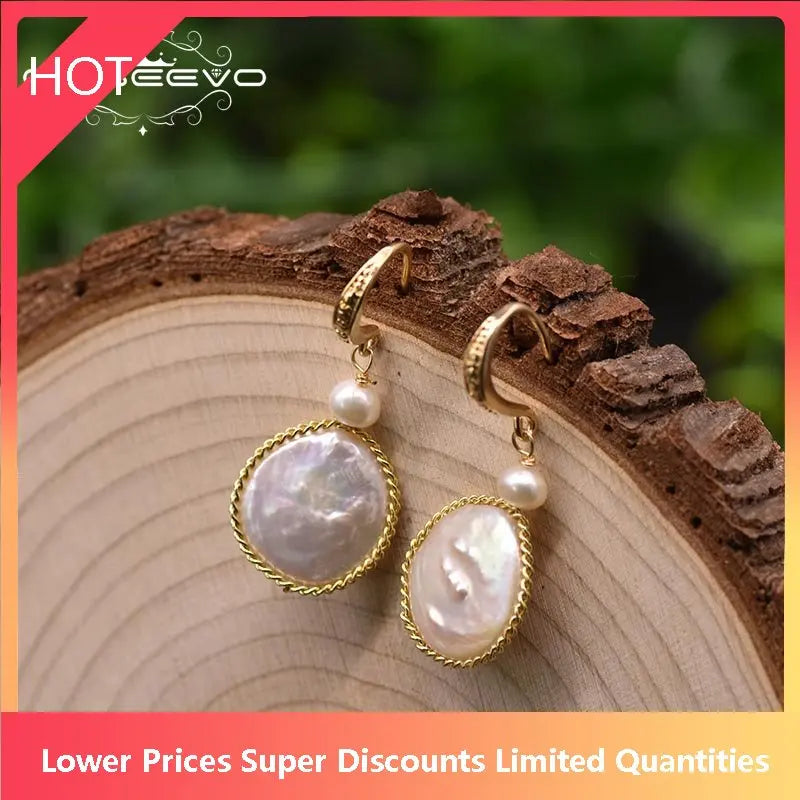 Baroque Pearl Drop Earrings 18k Plated Personalized Jewelry