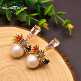 Vintage Baroque Pearl Drop Earrings S925 Sterling Silver