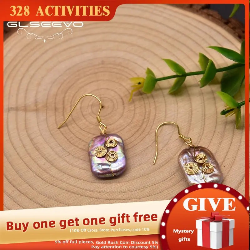 Baroque Pearl Earrings Wedding 925 Silver Ear Hook GE1018