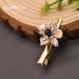 Baroque Pearl Flower Hairpin Lapis Lazuli Hair Accesories