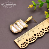 Natural Freshwater Baroque Pink Pearl Earrings Wedding Jewelry GE0827
