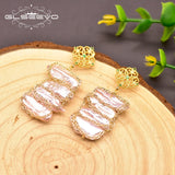 Natural Freshwater Baroque Pink Pearl Earrings Wedding Jewelry GE0827
