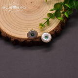 Baroque Round Pearl Stud Earrings Green Zircon Jewelry GE1016