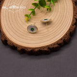 Baroque Round Pearl Stud Earrings Green Zircon Jewelry GE1016