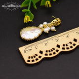 Baroque Water Drop Pearl Earrings Heart Dangle