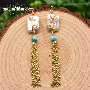Baroque Pearl Earrings 925 Sterling Silver Vintage Turquoise Jewelry