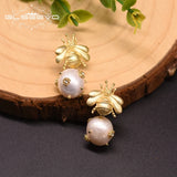 Natural Freshwater Pearl Drop Earrings Wedding Engagement Bee Dangle Earrings