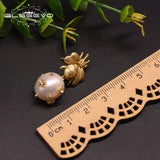 Natural Freshwater Pearl Drop Earrings Wedding Engagement Bee Dangle Earrings