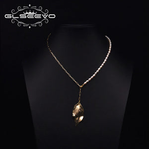 Freshwater Pearl Necklace Leaf Pendant for Women GN0254