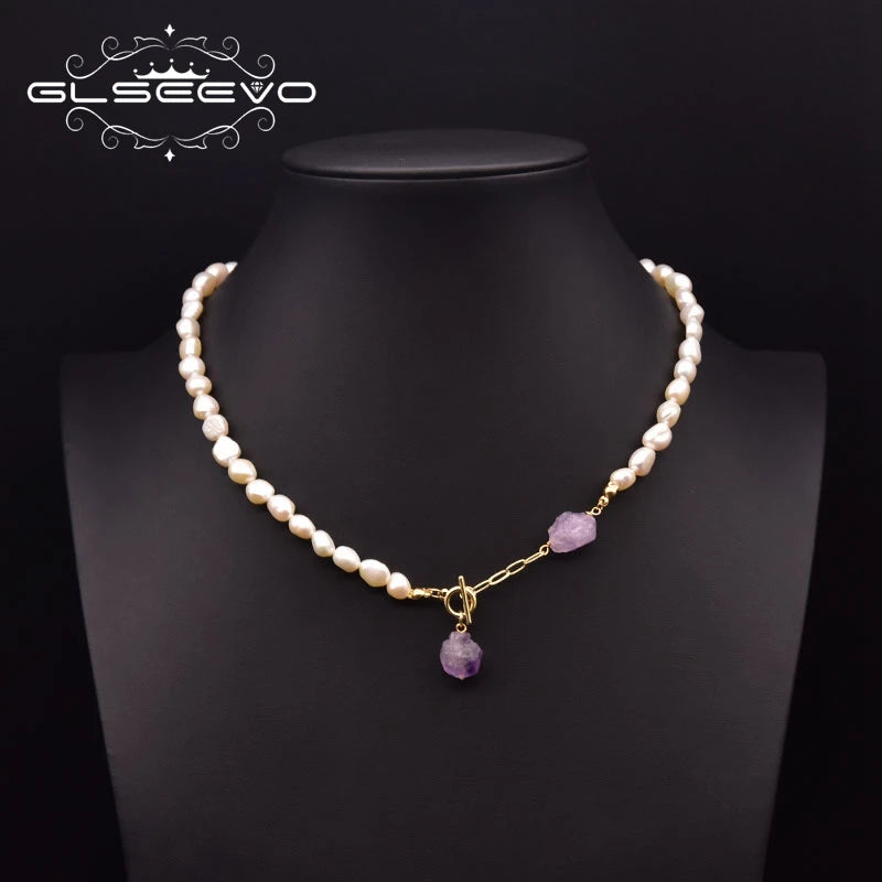 Freshwater Pearl Amethyst Necklace Women's Jewelry