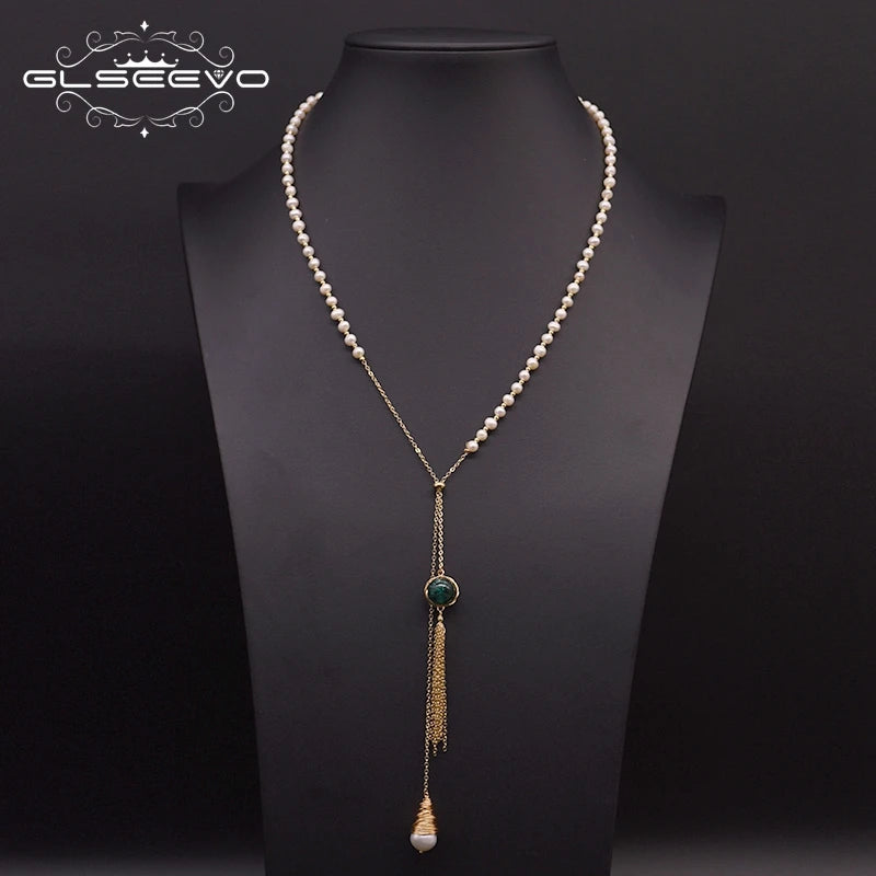 Freshwater Pearl Tassel Pendant Necklace Adjustable Wedding Jewelry