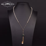 Freshwater Pearl Tassel Pendant Necklace Adjustable Wedding Jewelry