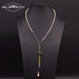 Freshwater Pearl Tassel Pendant Necklace Adjustable Wedding Jewelry