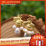 GLSEEVO Freshwater Pearl Bee Drop Earrings Anniversary Jewelry
