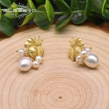 GLSEEVO Freshwater Pearl Bee Drop Earrings Anniversary Jewelry