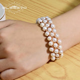 Freshwater Pearl Bracelet Multi-Layer Leather Bracelet for Women