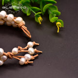 Freshwater Pearl Bracelet Multi-Layer Leather Bracelet for Women