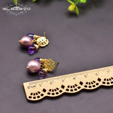 Vintage Natural Freshwater Pearl Crystal Pendant Earrings S925 Sterling Silver