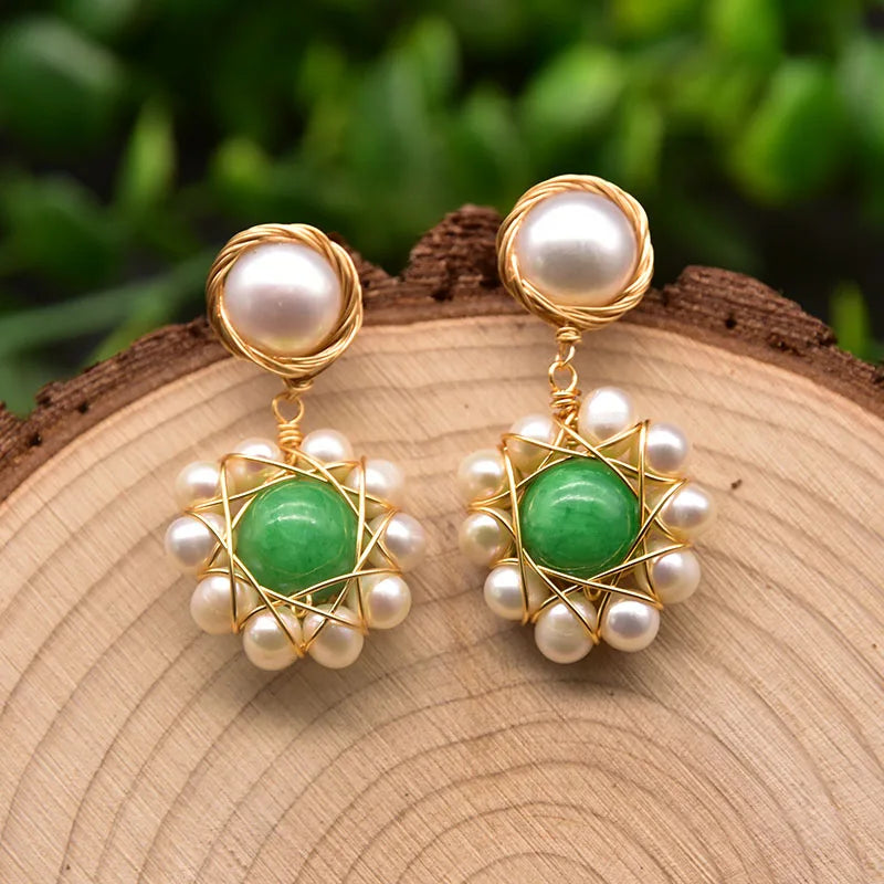 Freshwater Pearl Drop Earrings 925 Silver Vintage Jewelry GE0911B