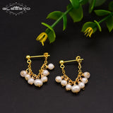 Freshwater Pearl Drop Earrings 925 Silver Jewelry GE0674