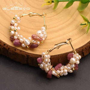 Freshwater Pearl Earrings Wedding Party Jewelry Hoop Earrings