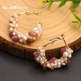 Freshwater Pearl Earrings Wedding Party Jewelry Hoop Earrings
