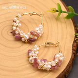 Freshwater Pearl Earrings Wedding Party Jewelry Hoop Earrings
