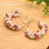 Freshwater Pearl Earrings Wedding Party Jewelry Hoop Earrings