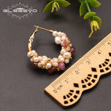 Freshwater Pearl Earrings Wedding Party Jewelry Hoop Earrings