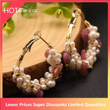 Freshwater Pearl Earrings Wedding Party Jewelry Hoop Earrings