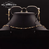Freshwater Pearl Eye Chain Ear Hook 925 Silver Glass Chain Jewelry
