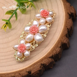 Freshwater Pearl HairPin Head Girl Women Party Coral Powder Embossing