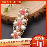 Freshwater Pearl HairPin Head Girl Women Party Coral Powder Embossing