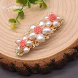 Freshwater Pearl HairPin Head Girl Women Party Coral Powder Embossing