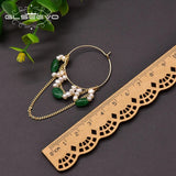 Freshwater Pearl Hoop Earrings Green Jade Wedding Unique Chain Jewelry