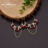 Freshwater Pearl Hoop Earrings Coral Chain GE1010B