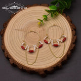 Freshwater Pearl Hoop Earrings Coral Chain GE1010B