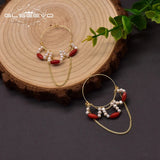 Freshwater Pearl Hoop Earrings Coral Chain GE1010B