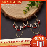 Freshwater Pearl Hoop Earrings Coral Chain GE1010B